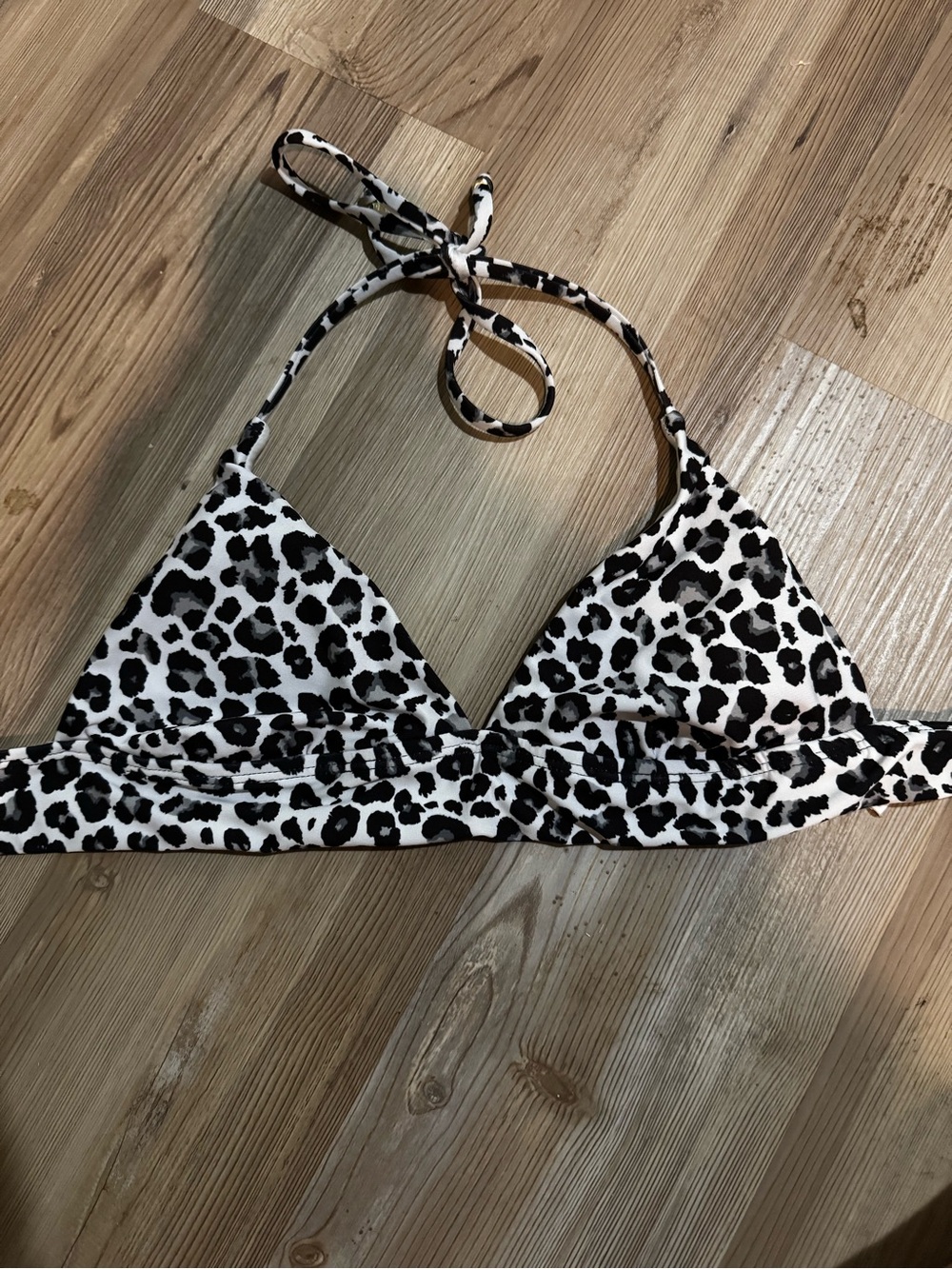 Ella Moss Black and White Leopard Triangle Bikini Top - Kids Swim